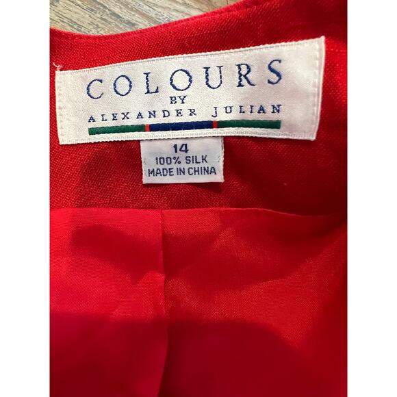 Vintage Colours by Alexander Julian silk blazer red 14 - Picture 5 of 5